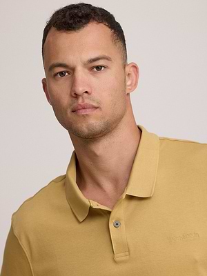 CALVIN KLEIN logo polo shirt חולצת פולו שרוול קצר לוגו טון על טון בצבע צהוב חרדל