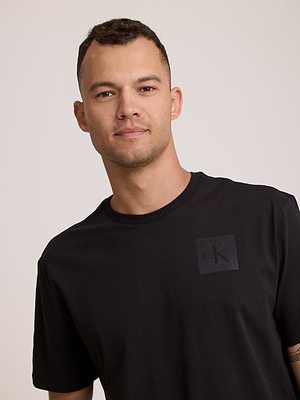 CALVIN KLEIN logo t shirt חולצה בצבע שחור לוגו ריבוע שחור צידי CK - xxl
