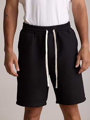 PALM MYKONOS black oversize pants מכנס וופל שחור