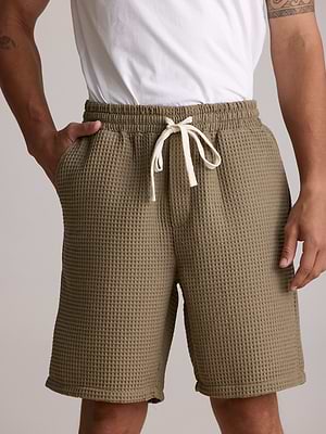 PALM MYKONOS olive green oversize pants מכנס וופל ירוק זית