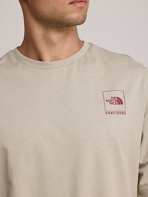 THE NORTH FACE logo t shirt חולצה בצבע בז אבן עם לוגו צידי והדפס בגב T-23