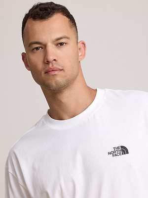 THE NORTH FACE logo t shirt חולצה בצבע לבן עם לוגו צידי והדפס אדום בגב T-20