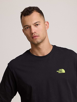 THE NORTH FACE logo t shirt חולצה בצבע שחור עם לוגו צידי צהוב והדפס בגב T-86 - xxl