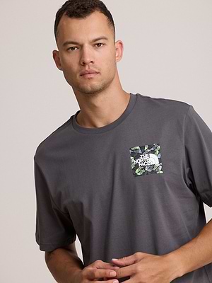 THE NORTH FACE logo t shirt חולצה בצבע אפור בטון עם לוגו צידי והדפס בגב T-4