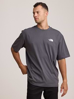 THE NORTH FACE logo t shirt חולצה בצבע אפור בטון עם לוגו צידי והדפס בגב T-71