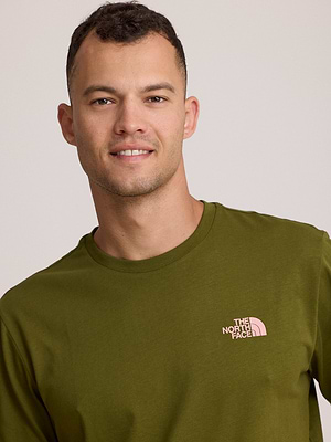 THE NORTH FACE logo t shirt חולצה בצבע ירוק חום עם לוגו צידי כתום והדפס בגב T-11