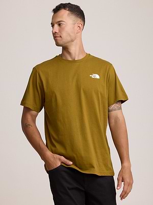 THE NORTH FACE logo t shirt חולצה בצבע ירוק חאקי עם לוגו צידי והדפס בגב T-8