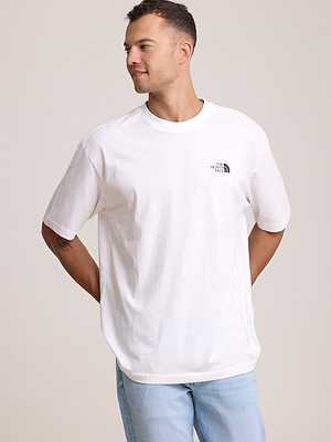 THE NORTH FACE logo t shirt חולצה בצבע לבן עם לוגו שחור צידי והדפס בגב T-76