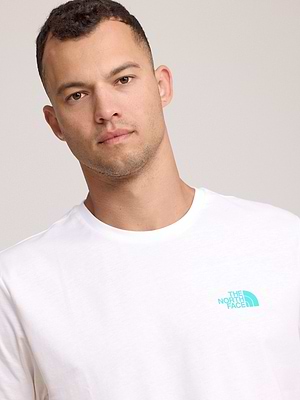 THE NORTH FACE logo t shirt חולצה בצבע לבן עם לוגו טורקיז צידי והדפס בגב T-15 - xl