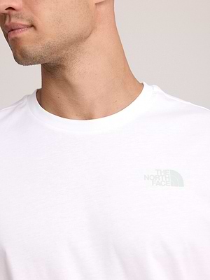 THE NORTH FACE logo t shirt חולצה בצבע לבן עם לוגו ירוק עדין צידי והדפס בגב T-39