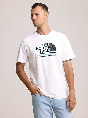 THE NORTH FACE logo t shirt חולצה בצבע לבן עם הדפס במרכז המוצר  T-24 - xl