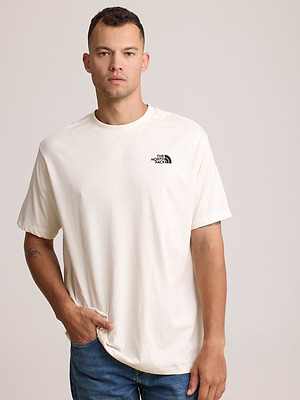 THE NORTH FACE logo t shirt חולצה בצבע קרם עם לוגו שחור רקום צידי T-40