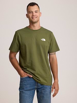 THE NORTH FACE logo t shirt חולצה בצבע ירוק זית עם לוגו לבן צידי T-38