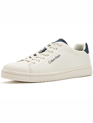CALVIN KLEIN sneakers LANO cream blue סניקרס בצבע קרם סיומת כחול לוגו צידי