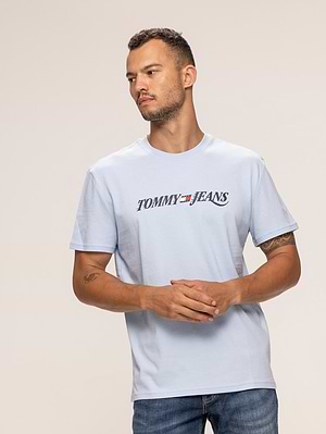 TOMMY JEANS light blue t shirt חולצה בצבע תכלת עם הדפס בחזה X-1