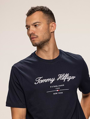 TOMMY HILFIGER navy t shirt חולצה בצבע נייבי עם רקמה בחזה X-4