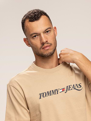 TOMMY HILFIGER navy t shirt חולצה בצבע בז' עם הדפס X-8