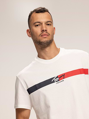 TOMMY JEANS navy t shirt חולצה בצבע לבן עם רקמה X-16