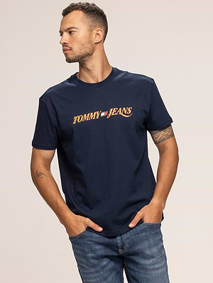 TOMMY JEANS navy t shirt חולצה בצבע נייבי עם הדפס X-7