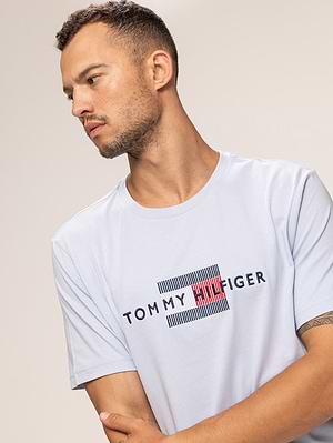 TOMMY HILFIGER light blue t shirt חולצה בצבע תכלת עם רקמה X-17