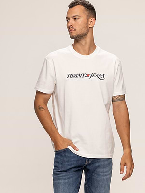 TOMMY JEANS white t shirt חולצה בצבע לבן עם הדפס X-2