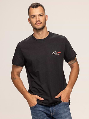 TOMMY JEANS black t shirt חולצה בצבע שחור עם הדפס המותג X-48