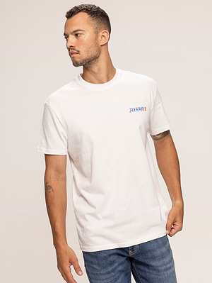 TOMMY JEANS white t shirt חולצה בצבע קרם עם הדפס המותג צידי והדפס בגב X-45