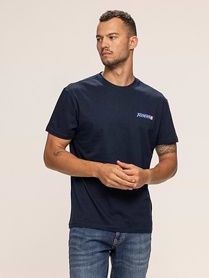 TOMMY JEANS navy t shirt חולצה בצבע נייבי עם הדפס המותג בחזית X-44