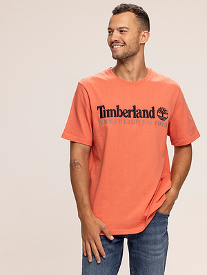 TIMBERLAND peach t shirt חולצה בצבע כתום אפרסק עם לוגו רקמה בחזה P-93 (העתק)