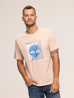 TIMBERLAND pudra t shirt חולצה בצבע פודרה עם לוגו עיגול בחזה P-34