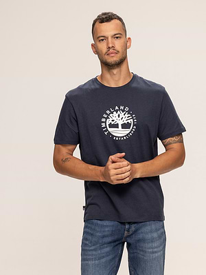 TIMBERLAND navy t shirt חולצה בצבע נייבי עם לוגו עיגול בחזה P-1