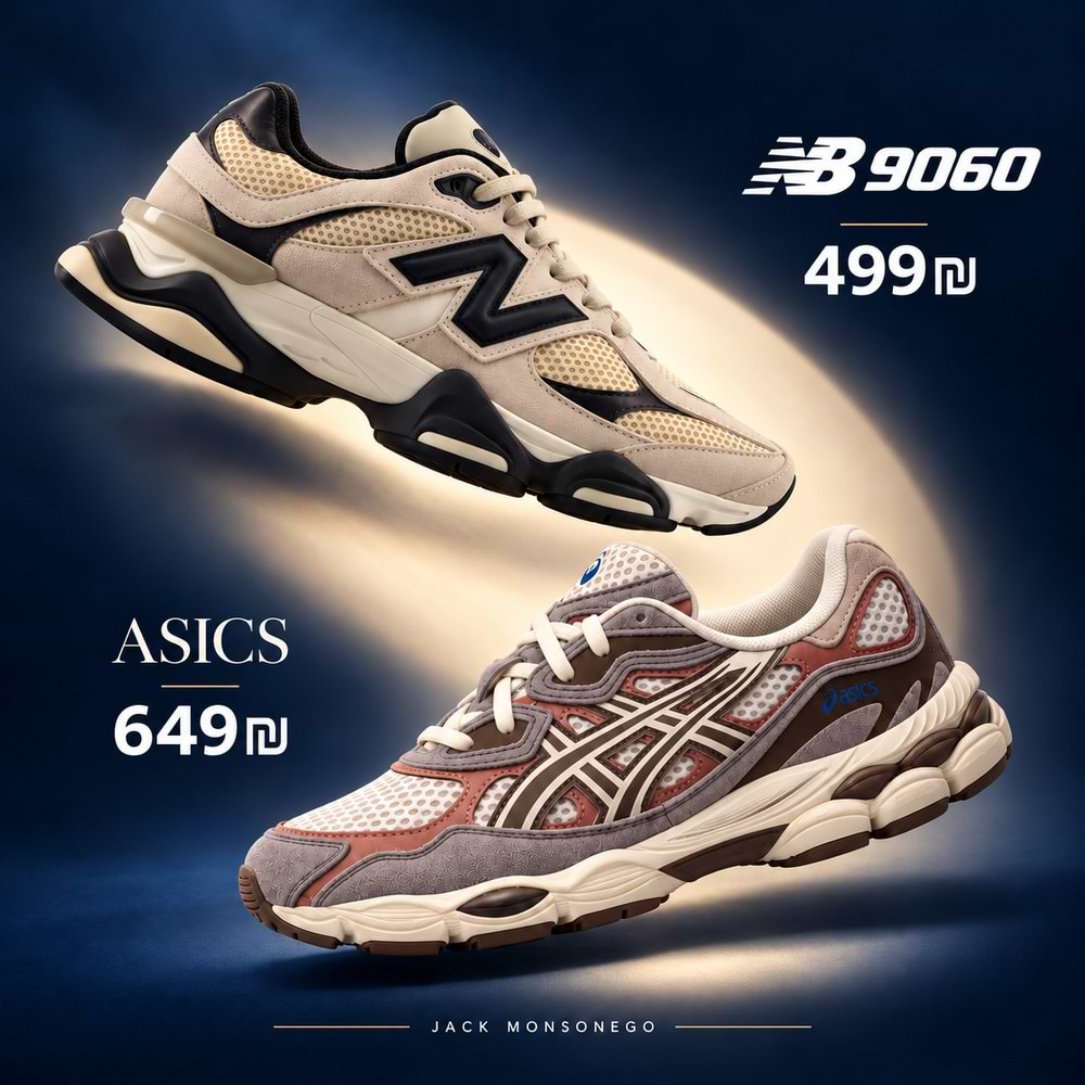 New Balance 9060 499 ₪ ו-ASICS 649 ₪