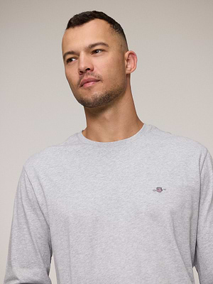 GANT long sleeve t shirt gray חולצה שרוול ארוך בצבע אפור סמל קטן