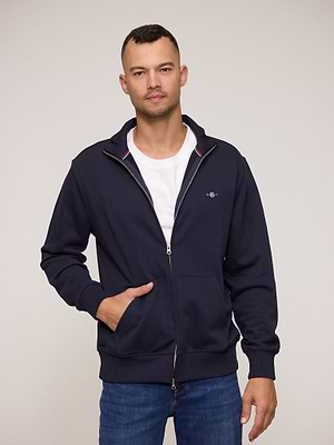 GANT shield full zip sweat גאנט סווטשירט נייבי ריצרץ לוגו קטן