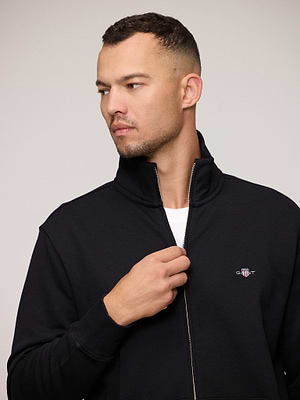 GANT shield full zip sweat גאנט סווטשירט שחור ריצרץ לוגו קטן - l