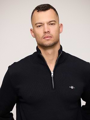 GANT half - zip sweater black סריג חצי רוכסן עבה בצבע שחור