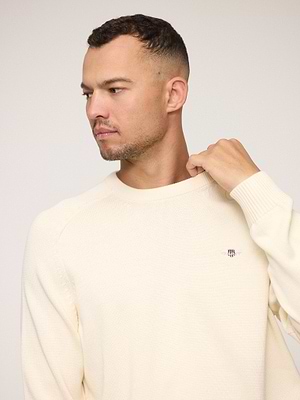 GANT casual coton c-neck cream סריג עבה קלאסי בצבע שמנת
