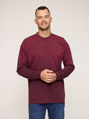 PALM MYKONOS super vintage t shirt long sleeve bourduex חולצה ארוכה בצבע בורדו עם קרעים בצווארון oversize
