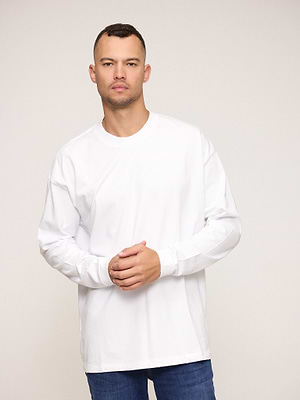 PALM MYKONOS super vintage t shirt long sleeve white חולצה ארוכה בצבע לבן עם קרעים בצווארון oversize