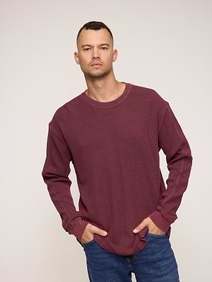 PALM MYKONOS t shirt long sleeve bourduex חולצה ארוכה וופל בורדו oversize