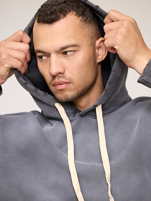 PALM MYKONOS hoodie black super vintage קפוצון סופר וינטג' בצבע שחור ווש קרעים