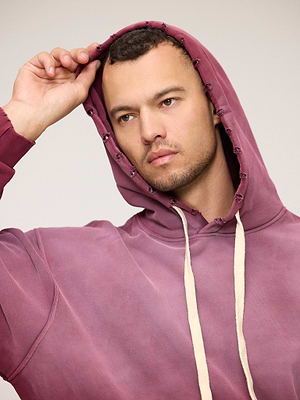 PALM MYKONOS  hoodie bourduex super vintage קפוצון סופר וינטג' בצבע בורדו ווש קרעים