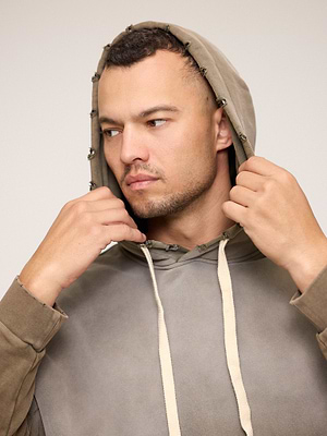 PALM MYKONOS hoodie beige super vintage קפוצון סופר וינטג' בצבע בז' ווש קרעים