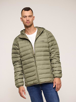 COLUMBIA lake 22 down hooded jacket מעיל בצבע ירוק זית עם כובע תרמי