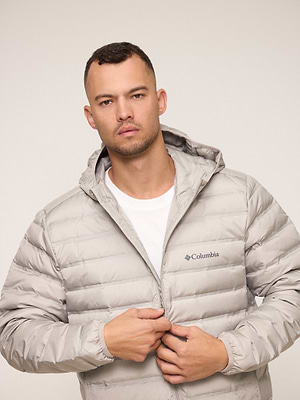 COLUMBIA lake 22 down hooded jacket מעיל בצבע בז' עם כובע תרמי