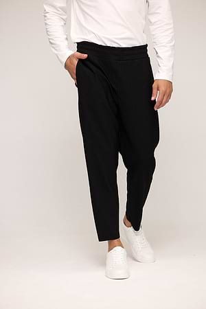 PALM MYKONOS pants stripe black on black מכנס ארוך פסים שחור