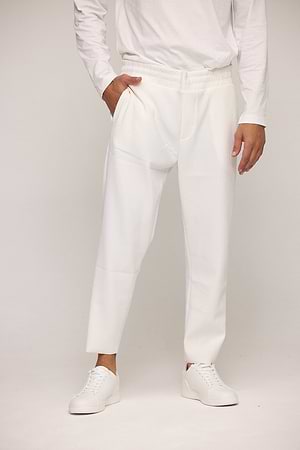 PALM MYKONOS pants stripe white on white מכנס ארוך פסים לבן