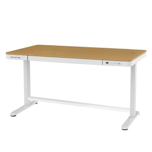 שולחן באורך 140ס"מ חכם מתכוונן לבן משולב עץ, כולל טעינה אלחוטית SMARTER 