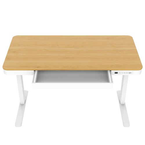 שולחן חכם מתכוונן לבן משולב עץ אלון SMARTER